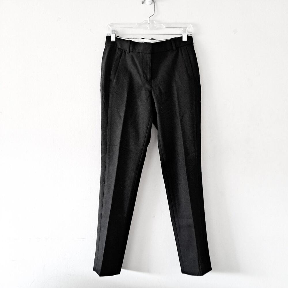 J Crew Black Plain Front Tapered Leg Twill Trouser pant Women's Size 2 (NWOT)